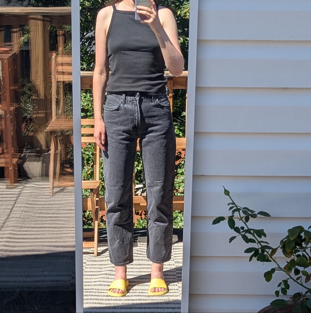 Aritzia Straight Leg Jeans in Charcoal Black